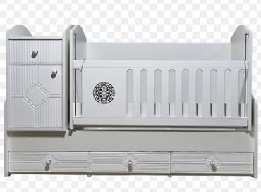 Uşaq beşiyi və komodlu modul sistem - Rəng: ağ - Material: ağac