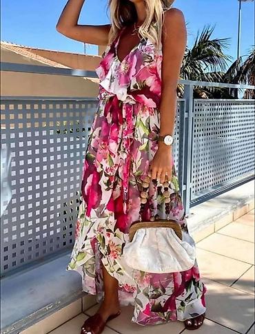 Haljine: Duga letnja haljina s cvetnim dezenom - Kroj: maxi dužina, lepršava — 2