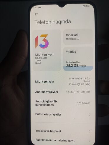 xiaomi mi a 2 lite qiymeti: Xiaomi Mi 10 Lite 5G, 128 GB, rəng - Qara, 
 İki sim kartlı, Sensor, Face ID