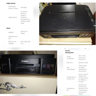 rengli printer: Printer. Canon G3411. Cox az istifade olunub Qiymət: 400 manat Ünvan