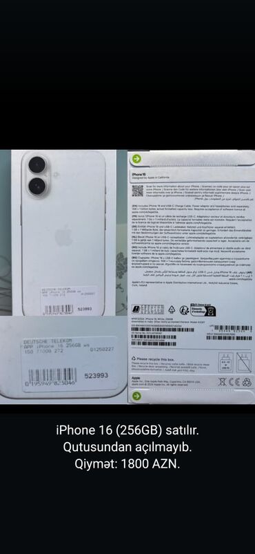 Apple iPhone: IPhone 16, 256 GB, Ağ
