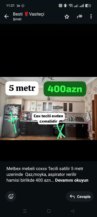 Çəngəllər: Metbex mebeli coxxx Tecili satilir 5 metr uzerinde Qaz,moyka