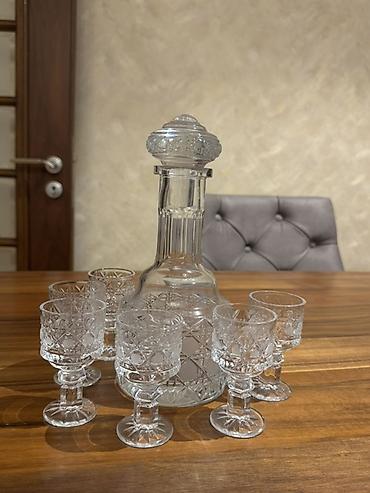xrustal bakal: Kristal qrafin və bakal dəsti - Material: qalın, şəffaf kəsimli — 5