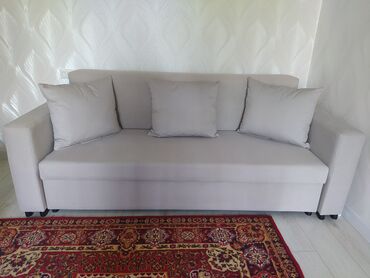 скупка мебел: Түз диван, түсү - Саргыч боз, Жаңы