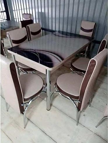 Setovi stolova i stolica: Trpezarijski set – sto sa staklenom pločom i 6 stolica - Dizajn — 14