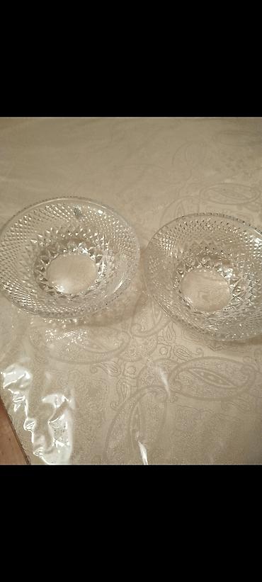Ev və bağ: Şüşə kristal qab dəsti – 2 ədəd - Material: şəffaf kəsimli/kristal — 1