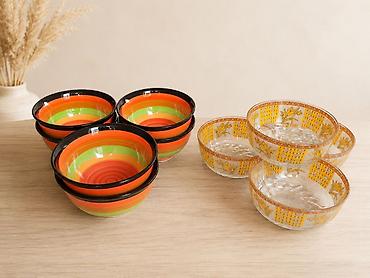 dish sets: Набор посуды и стекла (разные позиции) Фарфор с фиолетовыми — 6