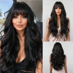 Perike i klipse: Perike od sintetičkih vlakana – crna boja - Stilovi: duga ravna sa — 3