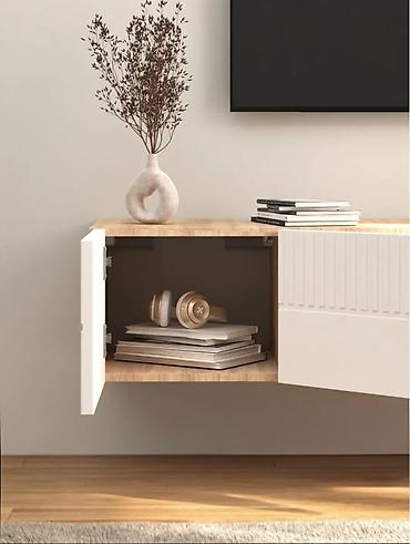 Тумбы и подставки для телевизора: Тумба и подставка для телевизора, Новый, Подвесная, ЛДСП, Самовывоз, Бесплатная доставка, Платная доставка, цвет - Белый — 7