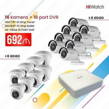 ekşn kamera: HiWatch tərəfindən istehsal edilmiş, 16 kamera və 16 portlu DVR dəsti