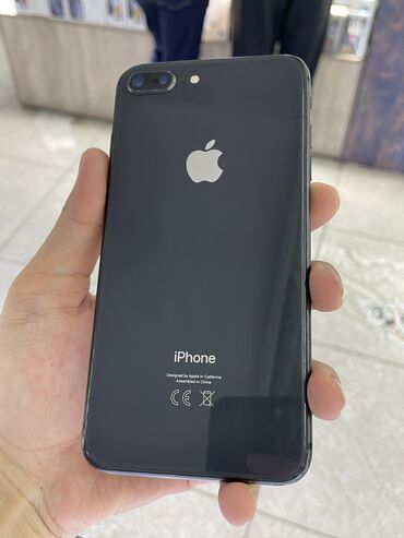 iphone 8 plus 64gb бишкек: IPhone 8 Plus, Колдонулган, 64 ГБ, Кара, Коргоочу айнек, Каптама, 100 %