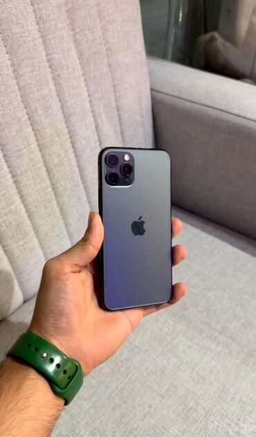 Apple iPhone: IPhone 11 Pro, 128 GB, Black Titanium, Zəmanət, Simsiz şarj, Face ID