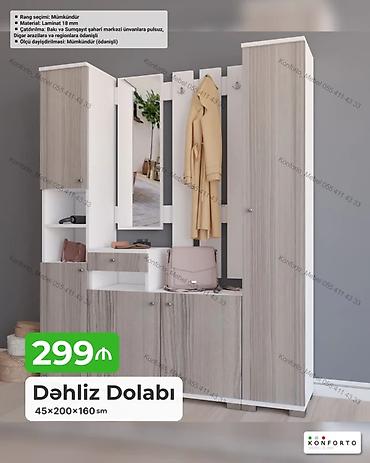 balaca skaflar: Dəhliz dolabı – 45×200×160 sm - Material: 18 mm laminat - Rəng — 1