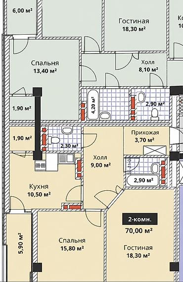 2комнат: Строится, 2 комнаты, 70 м² — 6