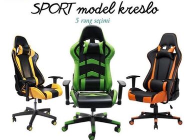 Ofis və oyun kresloları: Yeni, Təkərli, Qolları tənzimlənir, Parça — 3