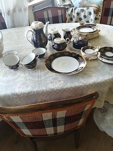 Çay dəsti, rəng - Göy, Farfor