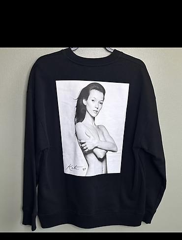 nike tech fleese: Свитшот черный с принтом Kate Moss - Цвет: черный - Крой: свободный — 2