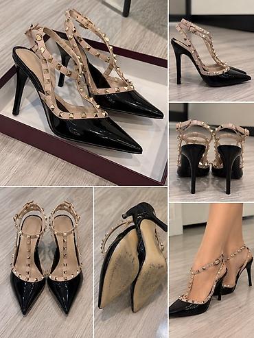 deri canta: Məhsul: Qadın stiletto ayaqqabı Təsvir: - Rəng: Laklı qara korpus — 1