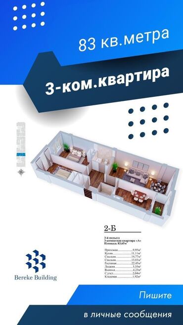Продажа квартир: 3 комнаты, 83 м², Элитка, 9 этаж, Дизайнерский ремонт
