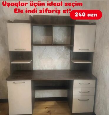 Uşaq masaları: Oğlan və qız üçün, Yeni, Siyirməli, Yazı masası, Stulsuz — 25