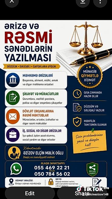 derzi iş elanlari: Hüquqi xidmətlər | İddia ərizələrinin, şikayətlərin hazırlanması — 1