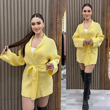 casio qol saatlari: Qadınlar üçün qısa trikotaj kardiqan - Model: kəmərli, yaxası açıq — 3