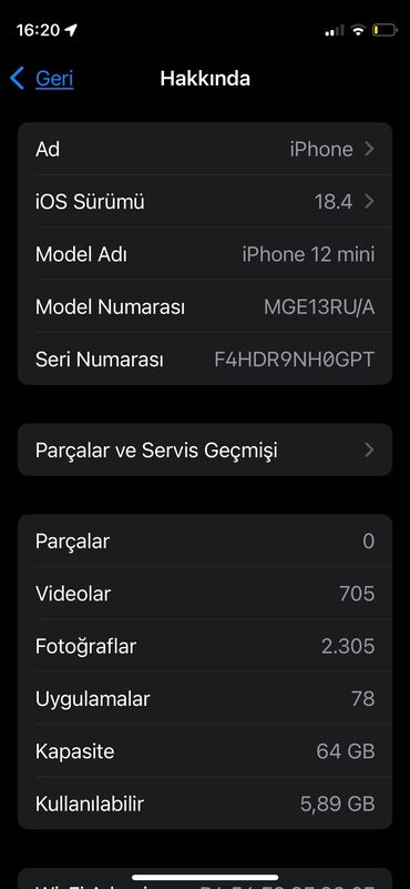 Apple iPhone: IPhone 12 mini, 64 GB, Göy, Face ID, Simsiz şarj, Zəmanət — 10