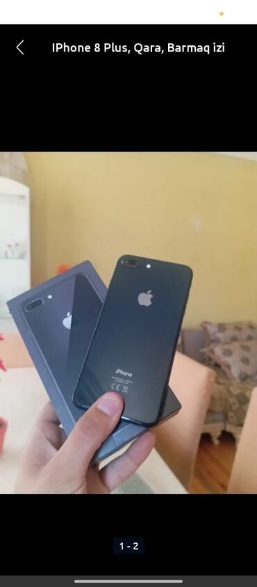 ayfon beş: IPhone 8 Plus, Черный, Отпечаток пальца
