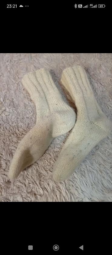 Čarape: Pletenе vunene čarape – ručni rad - Materijal: prirodna vuna, mekana — 1