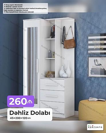 Mebel: Dəhliz dolabı – 45×200×120 sm - Material: 18 mm laminat - Rəng — 1