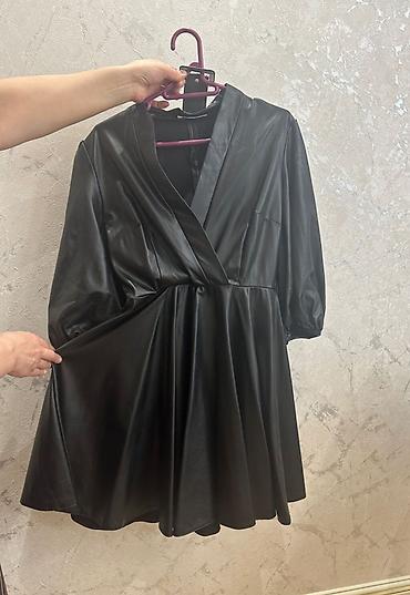 çekme: Qadınlar üçün qara eko‑dəri don - Material: yumşaq eko‑dəri — 1