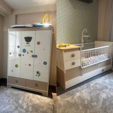 Uşaq və gənc otağı üçün dəstlər: Oğlan və qız üçün, Beşik, Dolab