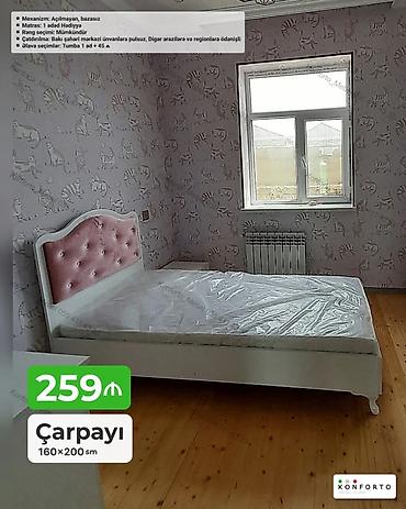 matraş: Çarpayı – 160×200 sm - Mexanizm: açılmayan, bazasız - Matras: 1 ədəd — 1
