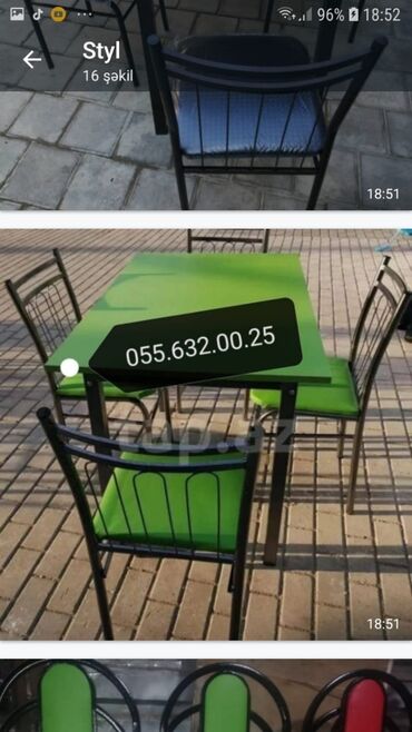 Masa və oturacaq dəstləri: Stol destləri sexdən SATİŞİ var. Reng lərin secimi var. Ölcülərə görə — 24