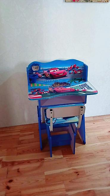 inversiya masası: Uşaq üçün yazı masası və stul dəsti – “Cars” (Şimşək Makkuin) temalı — 1