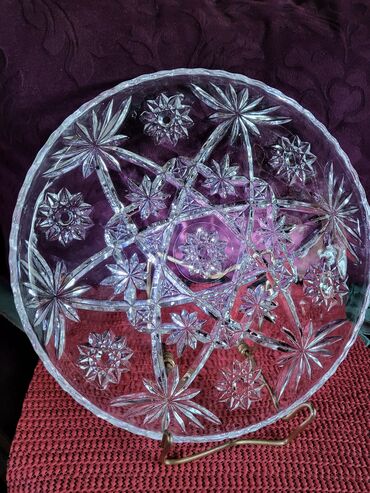Kuhinjski setovi: Plato kristal iz 60ih.god. za torte,kolace Anchor H. Perfektno