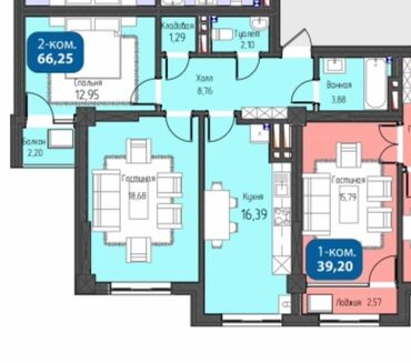дом ош квартира: 2 комнаты, 66 м², Элитка, 9 этаж, ПСО (под самоотделку)