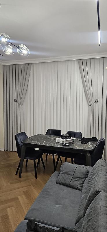 2 ci perde: Boz rəngli ikili pərdə dəsti - Material: Qalın, yumşaq teksturalı — 2