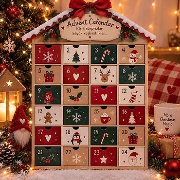 qedim xalca alan: Taxta Advent Təqvimi – 24 çekməcəli, yenidən istifadə oluna bilən — 1