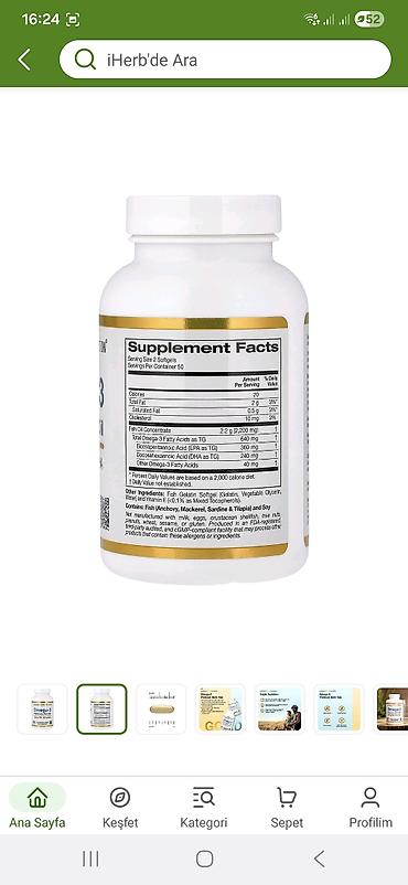 vozol yağı: Məhsul: California Gold Nutrition Omega-3 Premium Fish Oil Forması — 2