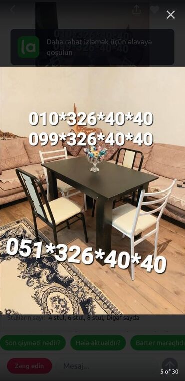 Sifarişlə masa və oturacaq dəstləri: Kravat çarpayi istediyiniz olcude istediyiniz rengde parcadan ve — 28