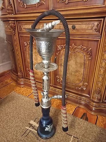 Nargilə – klassik dizaynlı, iki şlanqlı model - Korpus: gümüşü rəngli