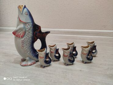 антиквариат картинки: Наборчик рыбки- мама и 6 маленьких рыбешек цена 300с за