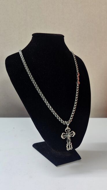 Цепочки: Серебряная цепочка с крестом. ЦепочкаБисмарк . Крест выполнен с — 6