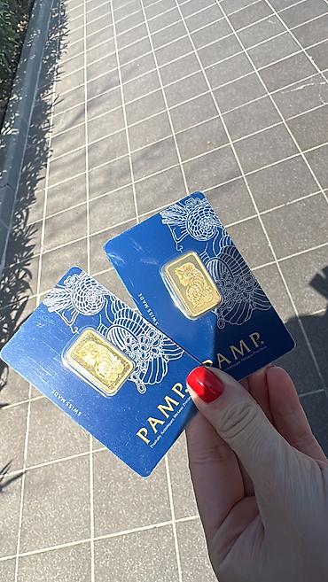 Zertifikatli, İsveçrə qızılı, 999,9 əyar qızıl Pamp 10 gram