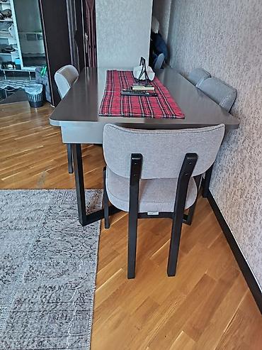 samdan: Müasir dizaynlı yemək masası və 4 ədəd stul dəsti - Masa: düzbucaqlı — 4