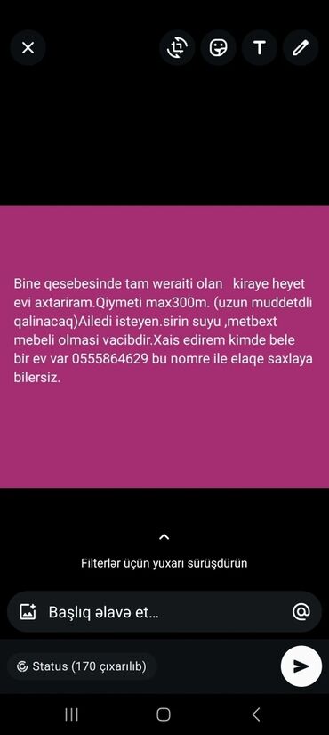 xanimlar ucun kiraye evler: 3 комнаты, 50 м²