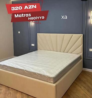 qədim mebel: Yataq dəsti – yumşaq bej rəngli, yüksək başlıqla - Modern dizaynlı — 1
