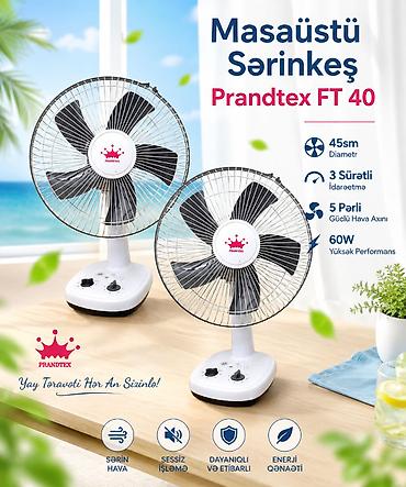 Masaüstü Sərinkeş "Prandtex FT 40" 45sm 5 Sürətli 3 Pərli 60W . ❄️