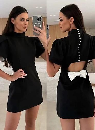 torbe puta: Elegantna mini haljina sa puf rukavima i visokim okovratnikom - Kroj — 2